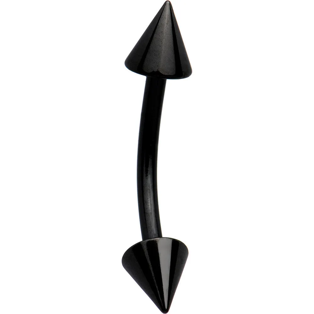 Black Anodized Titanium Cone Eyebrow Ring