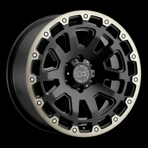 Black Rhino Razorback 20X9 8X180 12mm Matte Black W/ Machined Dark Tint Lip