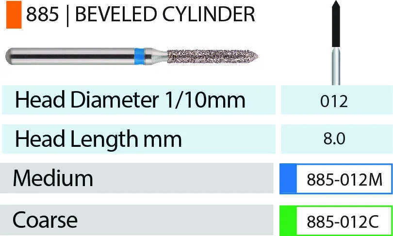 Blue Streak Diamond Burs FG Beveled Cylinder Pkg/5