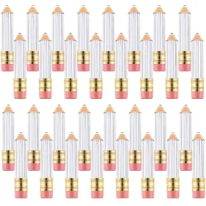 Blulu 24 Pcs 5 ml Pencil Lip Gloss Tube Containers Bulk Teacher's Presents Gifts Cute Empty mini Lipgloss Pencil Shaped Lip Balm Bottles Clear Refillable Lip Gloss Tube Women DIY Cosmetics