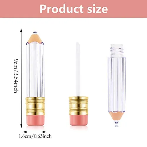 Blulu 24 Pcs 5 ml Pencil Lip Gloss Tube Containers Bulk Teacher's Presents Gifts Cute Empty mini Lipgloss Pencil Shaped Lip Balm Bottles Clear Refillable Lip Gloss Tube Women DIY Cosmetics