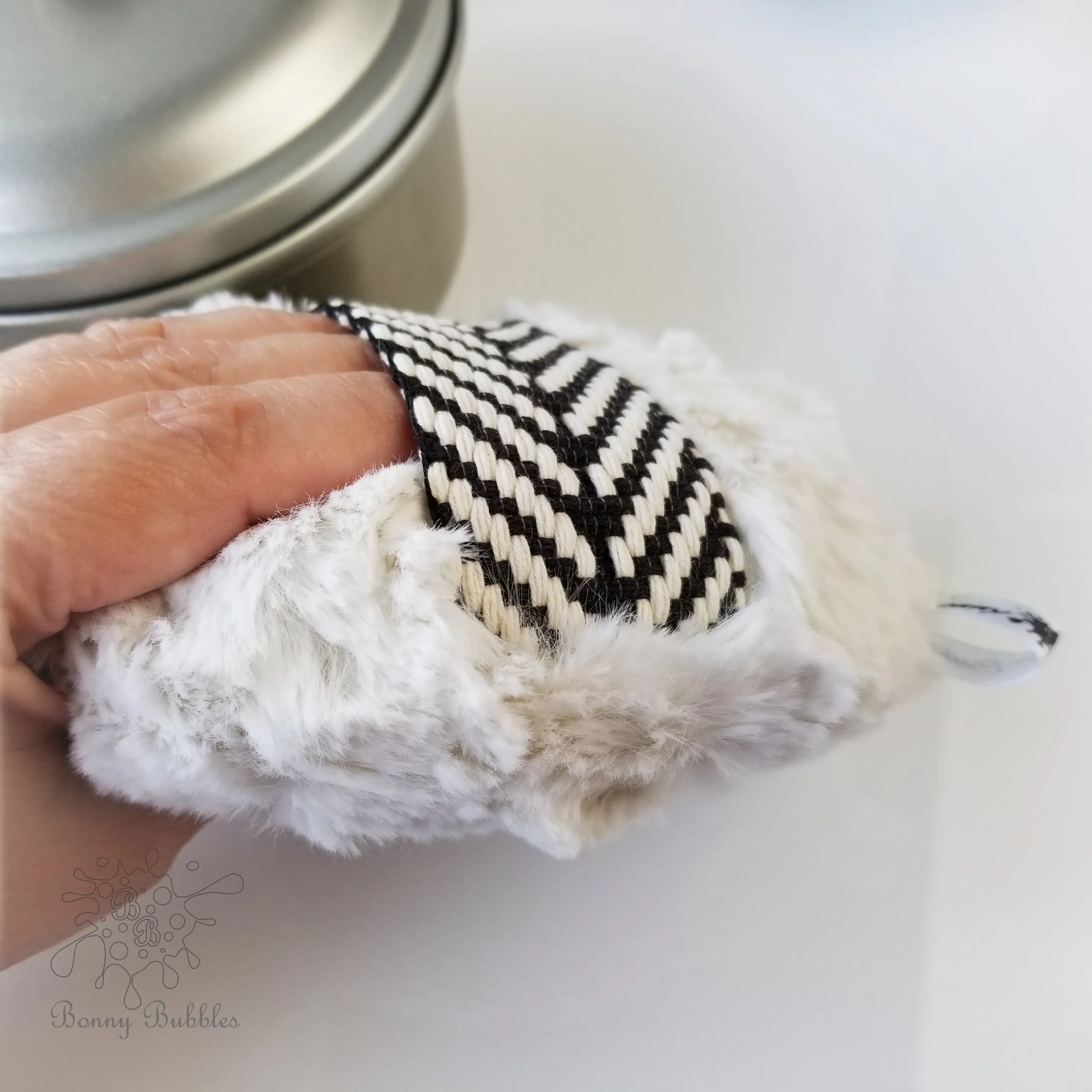Body Powder Puff - cream and black