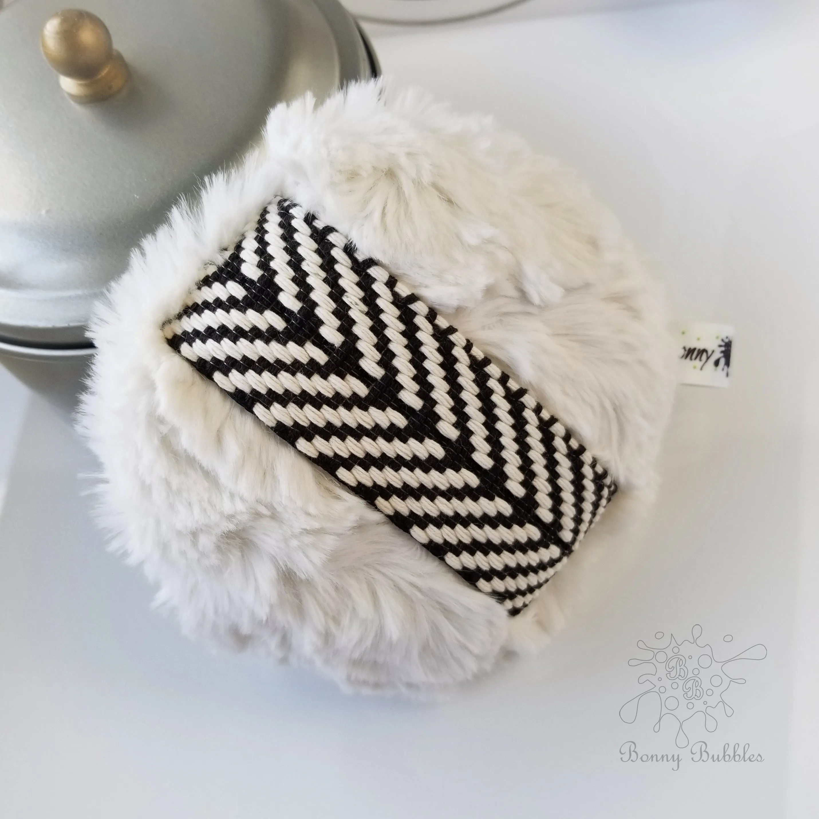 Body Powder Puff - cream and black
