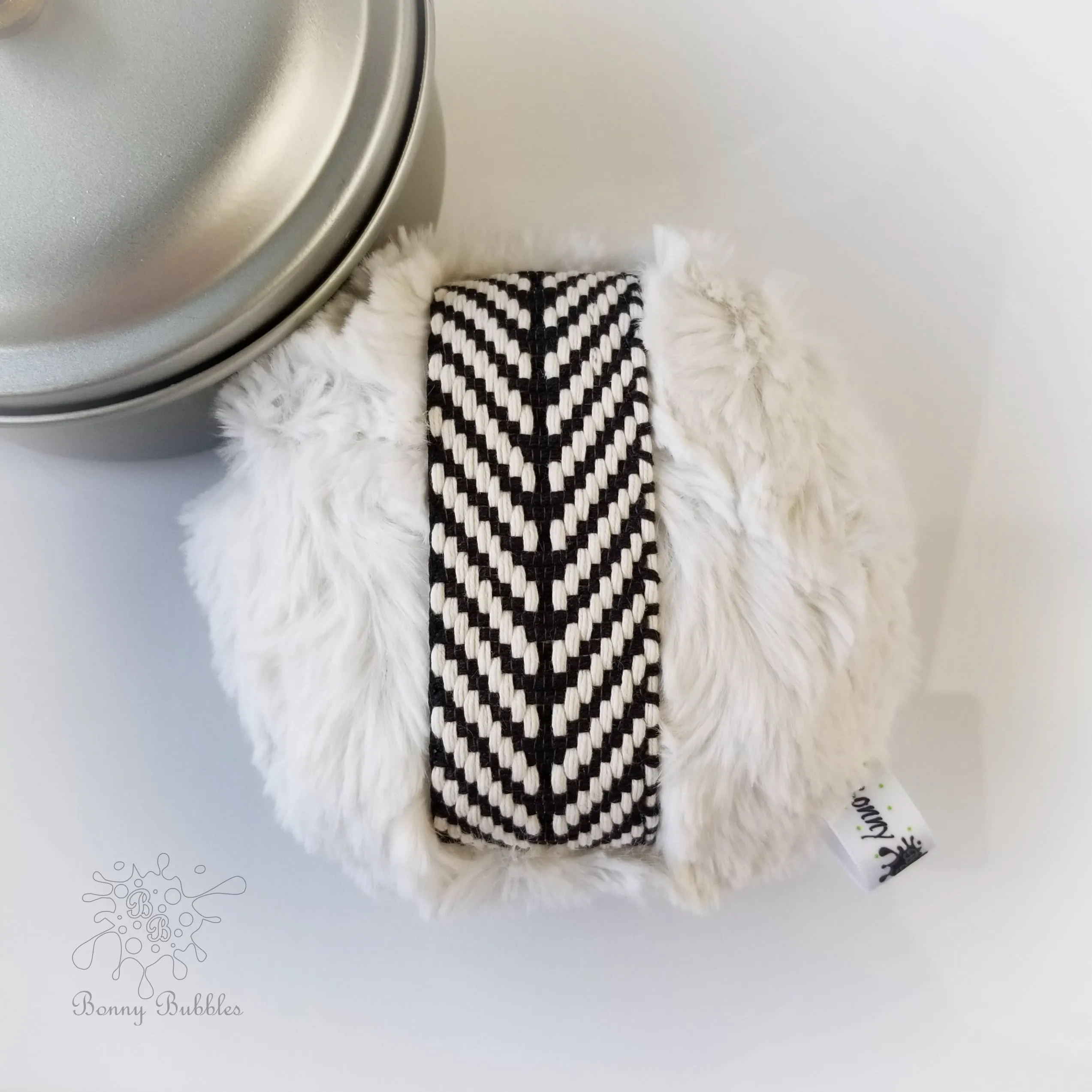 Body Powder Puff - cream and black