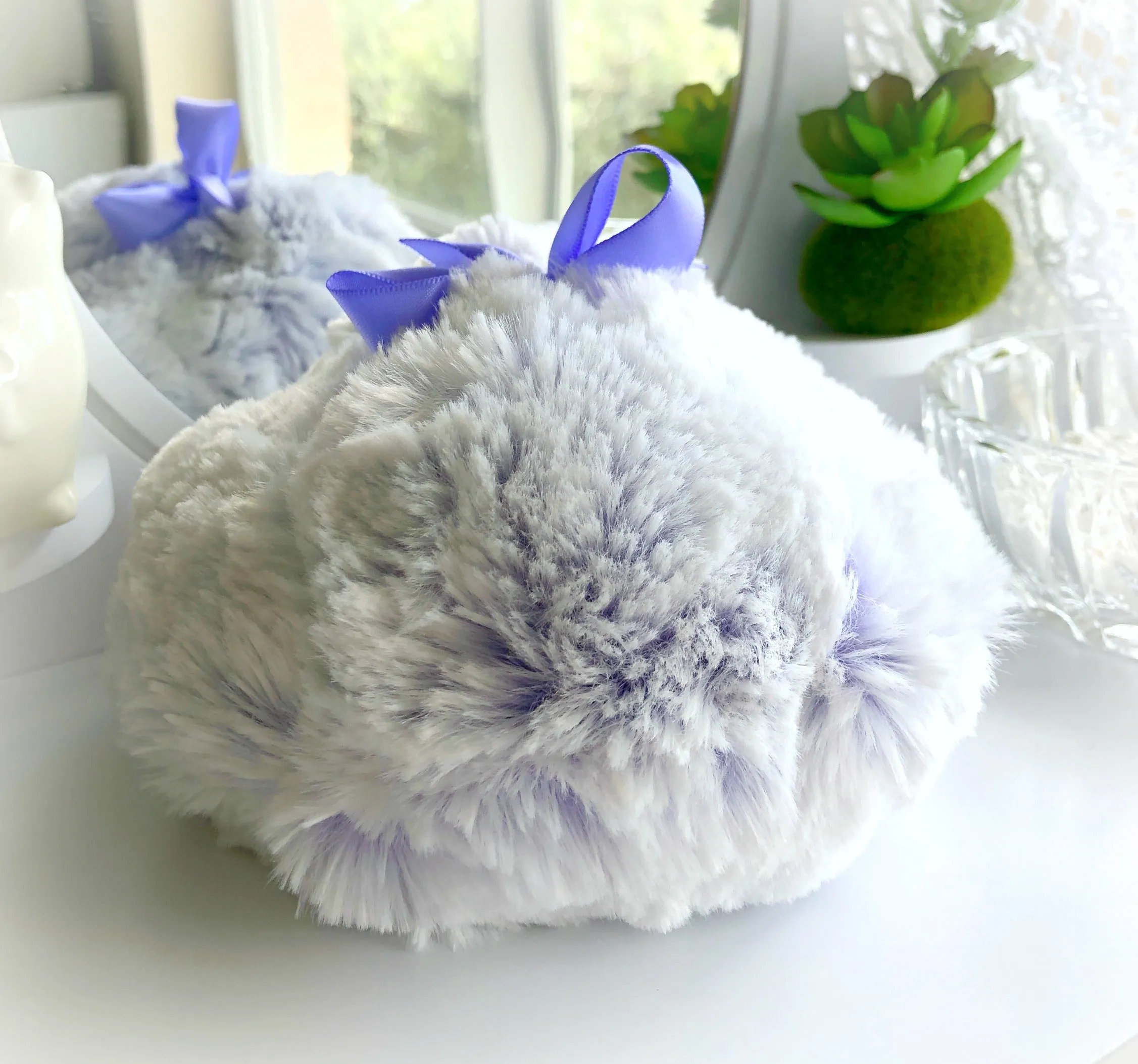 Body Powder Puff frosted purple, 5 inch - to apply dusting powder