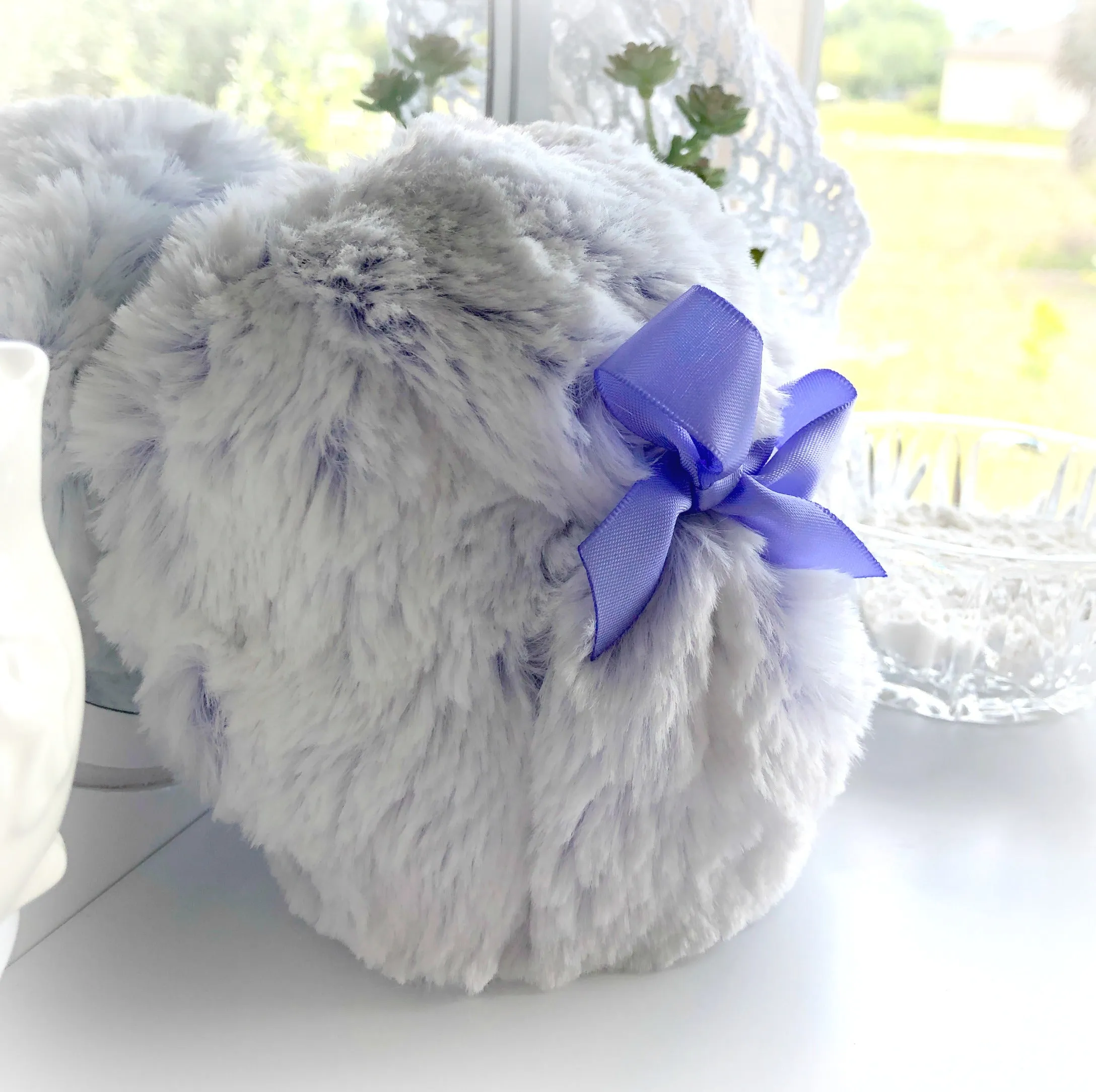 Body Powder Puff frosted purple, 5 inch - to apply dusting powder