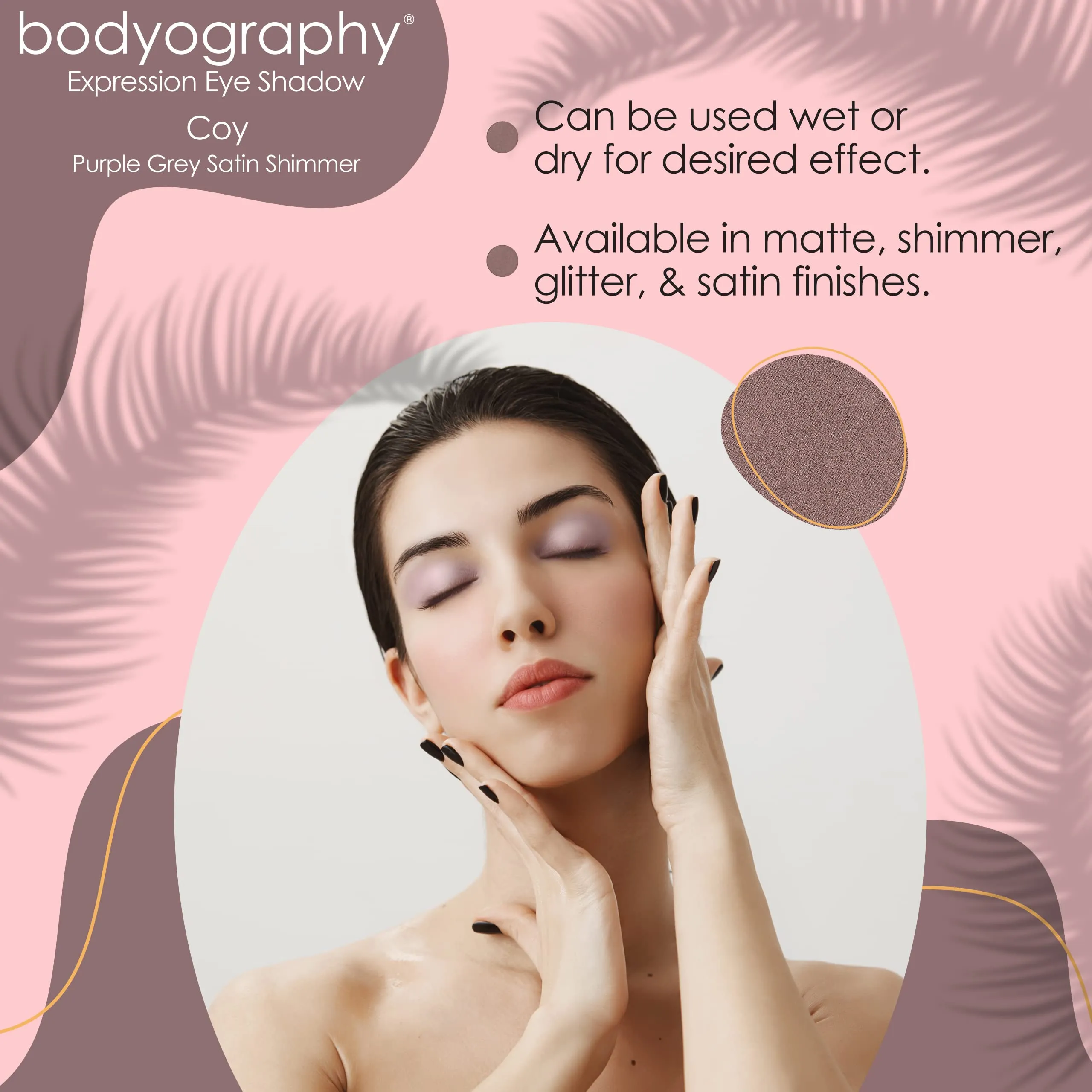 Bodyography Expressions Eye Shadow - Multi-Functional Eye Shadow - Rich, Dense, and Silky Smooth (Coy (Purple Grey Satin Shimmer))