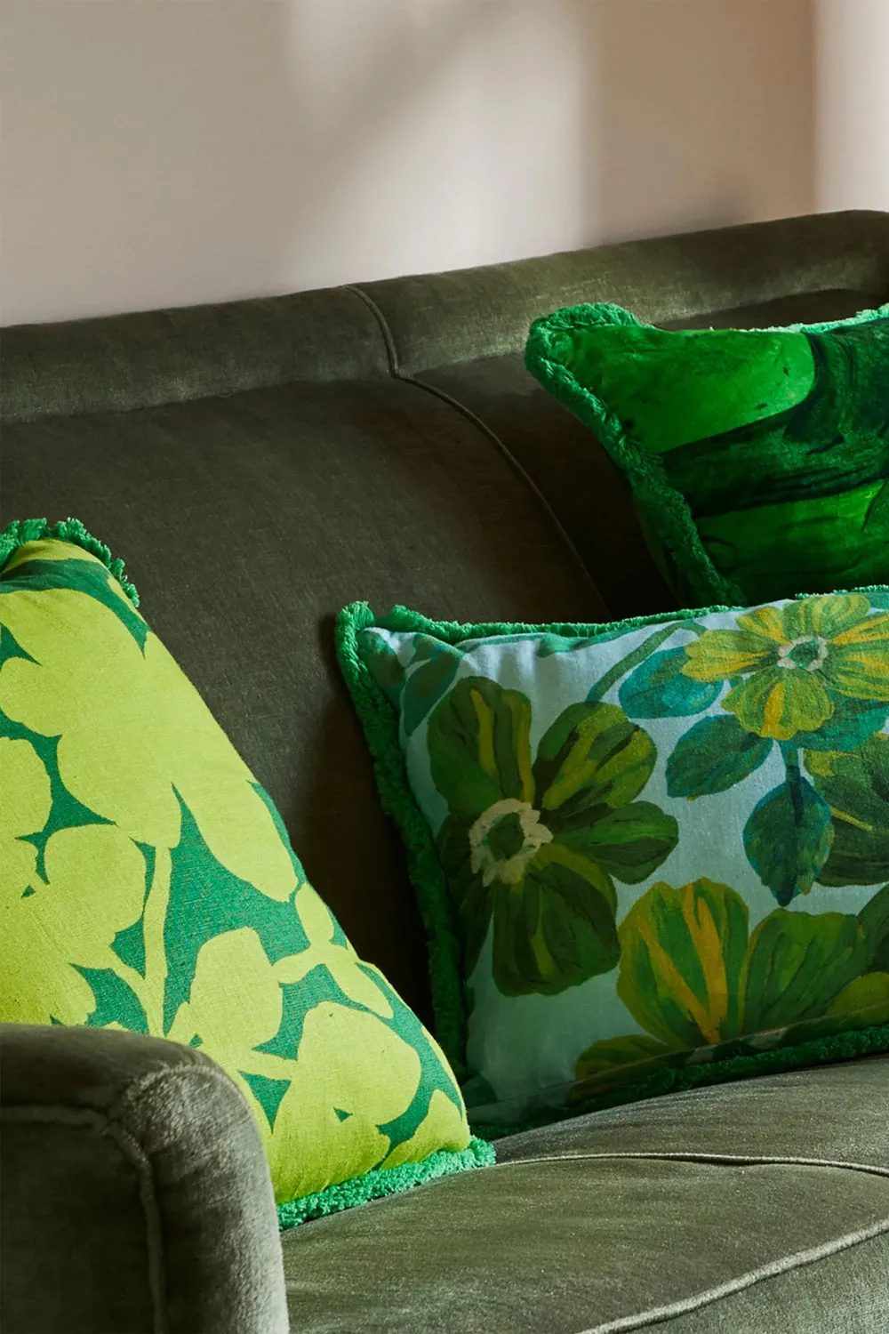 BONNIE AND NEIL CARMINE LIME CUSHION 50CM