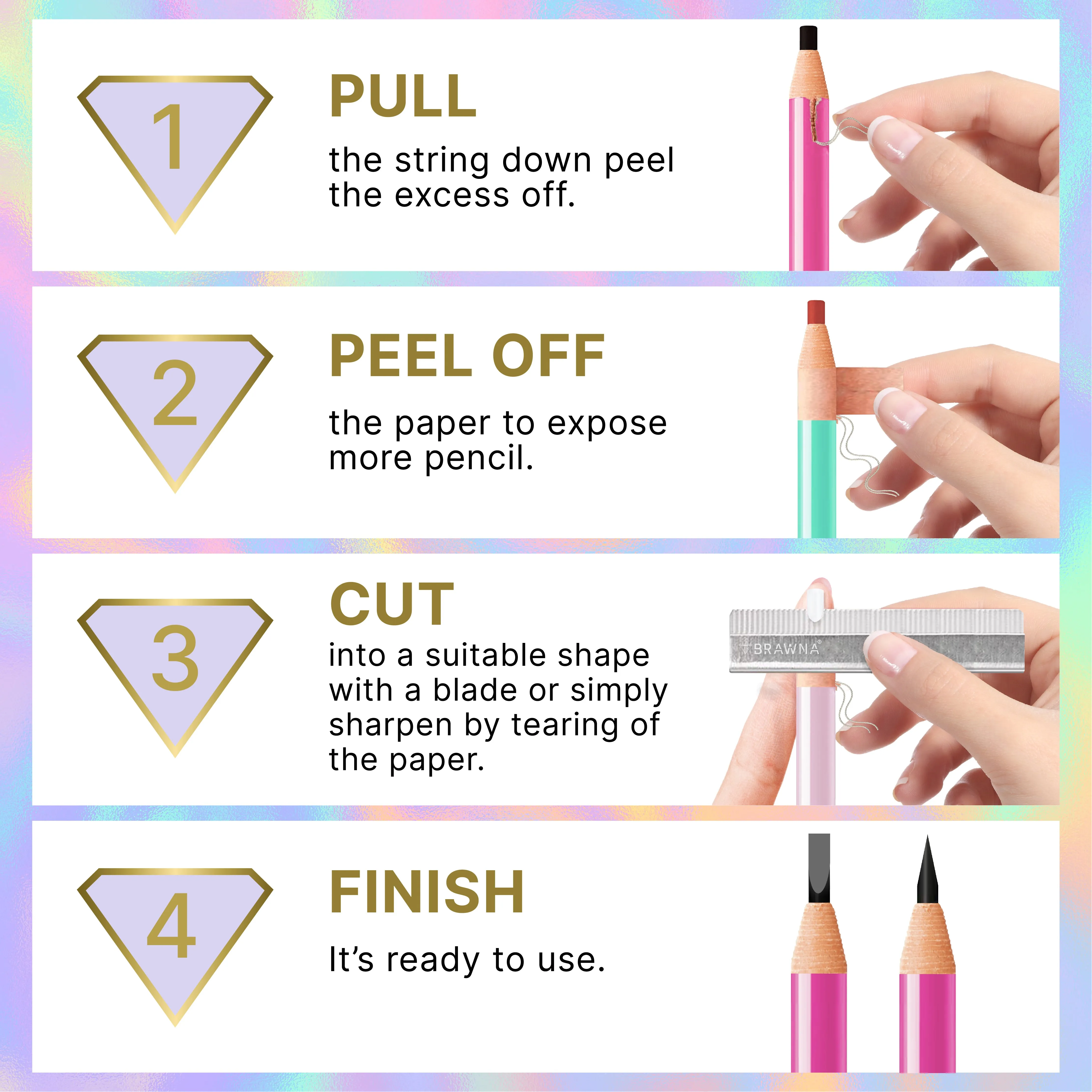 Brawna - Brow Pro Peel Off Pencils For Eyebrow Mapping - Black