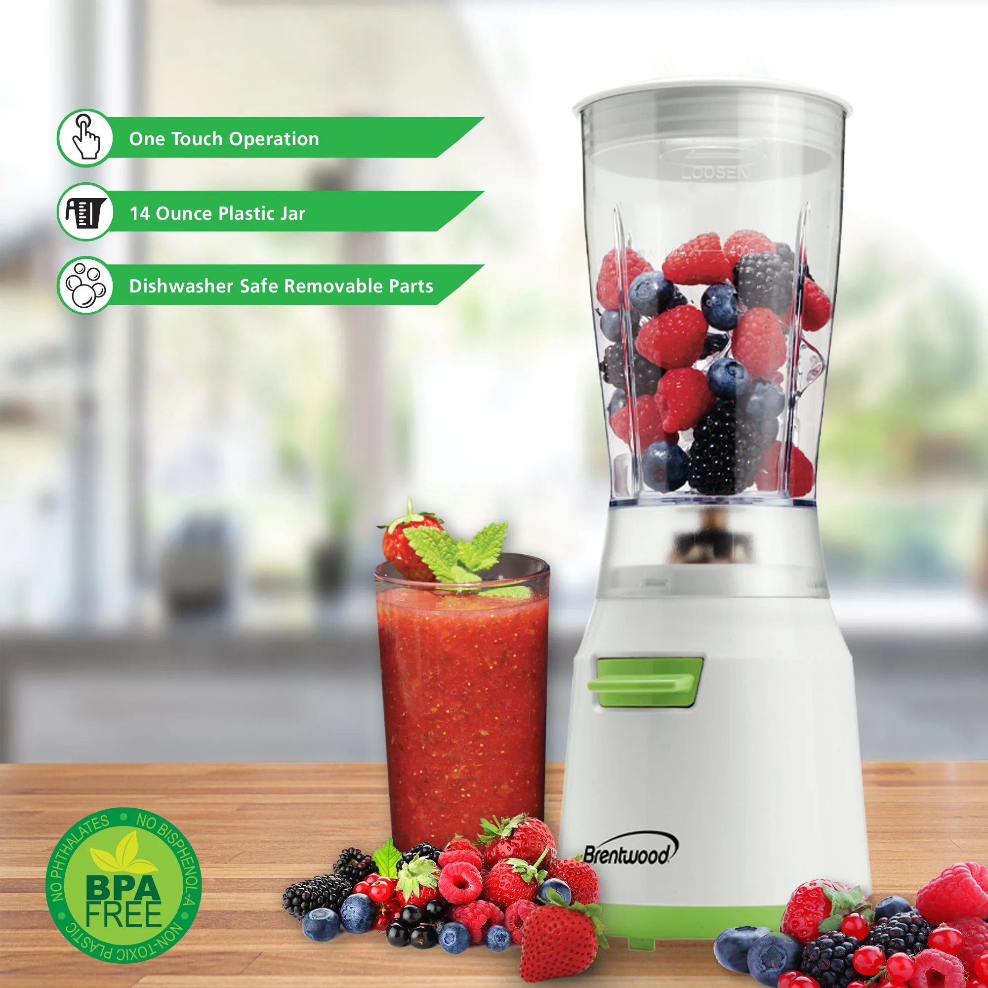 Brentwood JB-191 14oz Personal Blender, Green