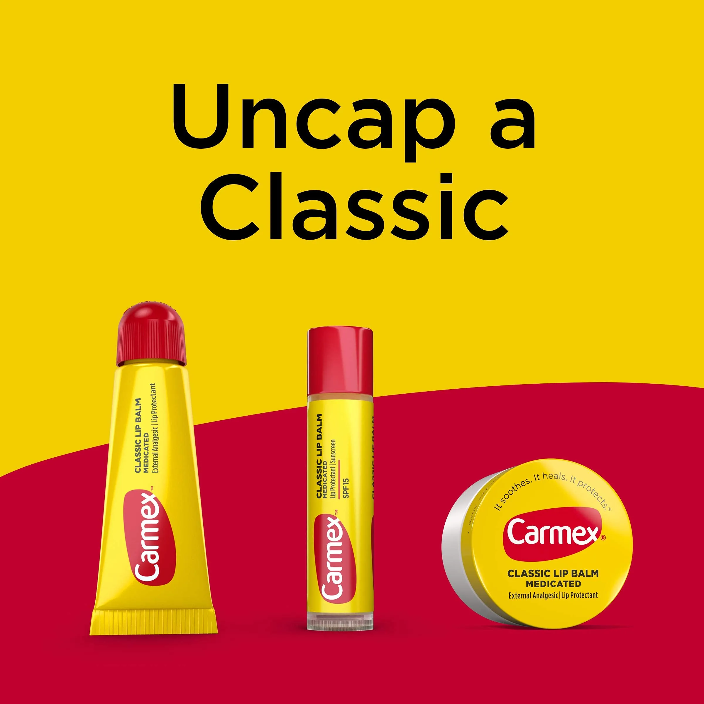 Carmex Medicated Lip Balm Tubes, Lip Moisturizer for Dry, Chapped Lips, 0.35 OZ - 3 Count