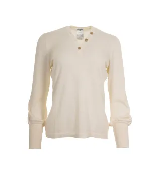 Chanel CC CC Button Sweater Cream ASL9010
