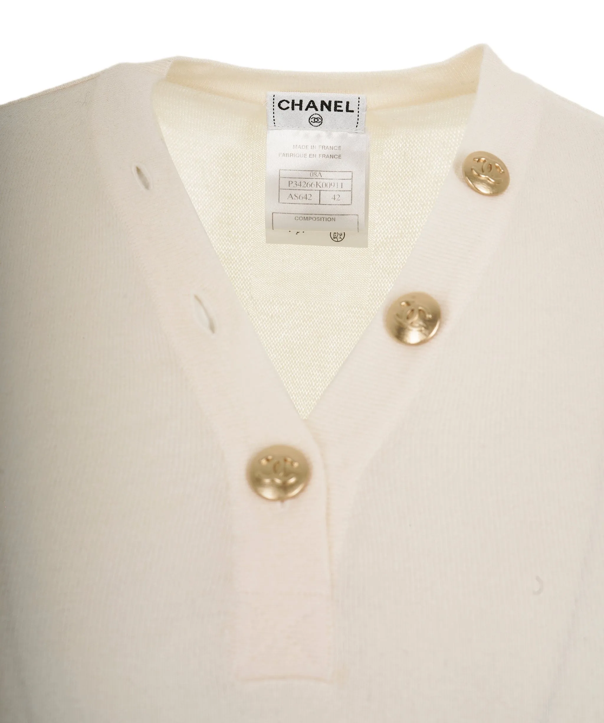 Chanel CC CC Button Sweater Cream ASL9010