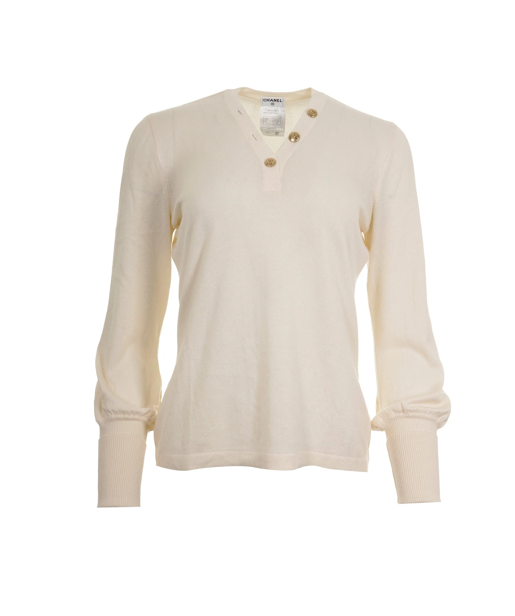 Chanel CC CC Button Sweater Cream ASL9010