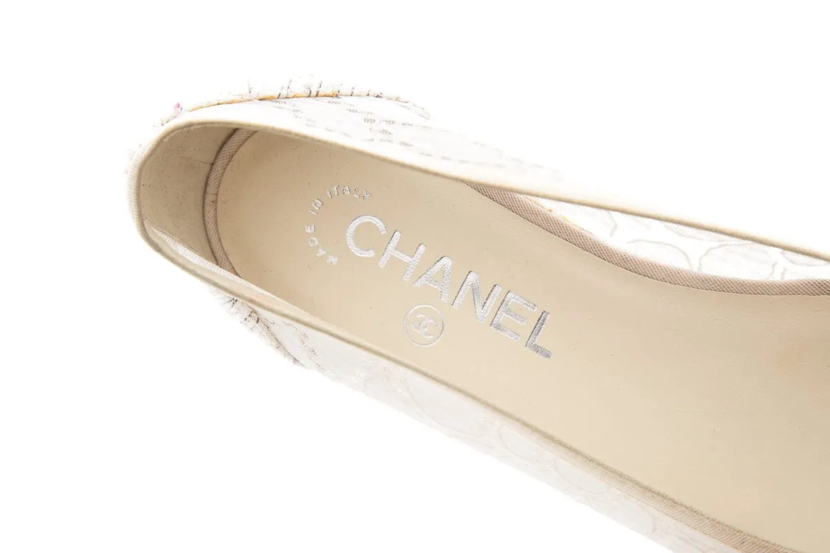 Chanel Cream Lace & Tweed Flats SZ 37