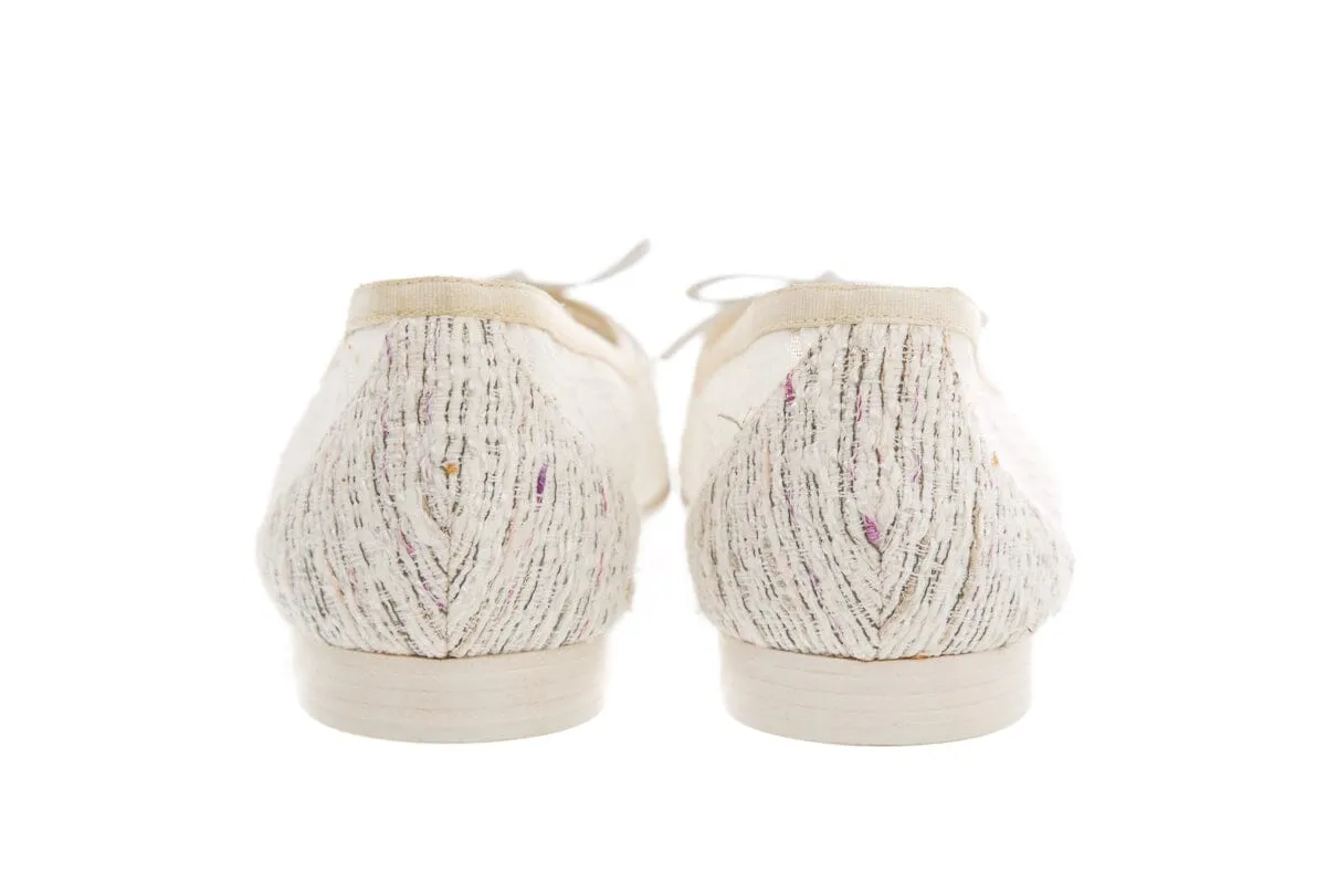 Chanel Cream Lace & Tweed Flats SZ 37
