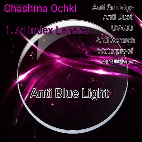 Chashma Ochki 1.74 Index Single Vision Clear Lenses With/Without Anti Blue Light