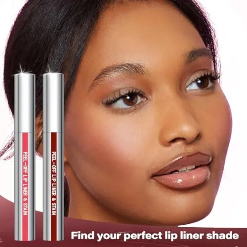 Cilrofelr Peel Off Lip Liner Stain, Long Wear Tattoo Lip Liner with Tweezer, Peel Off Lip Stain with Matte Finish, Long Lasting, Waterproof, Transfer-proof, Highly Pigmented Color (Rose)