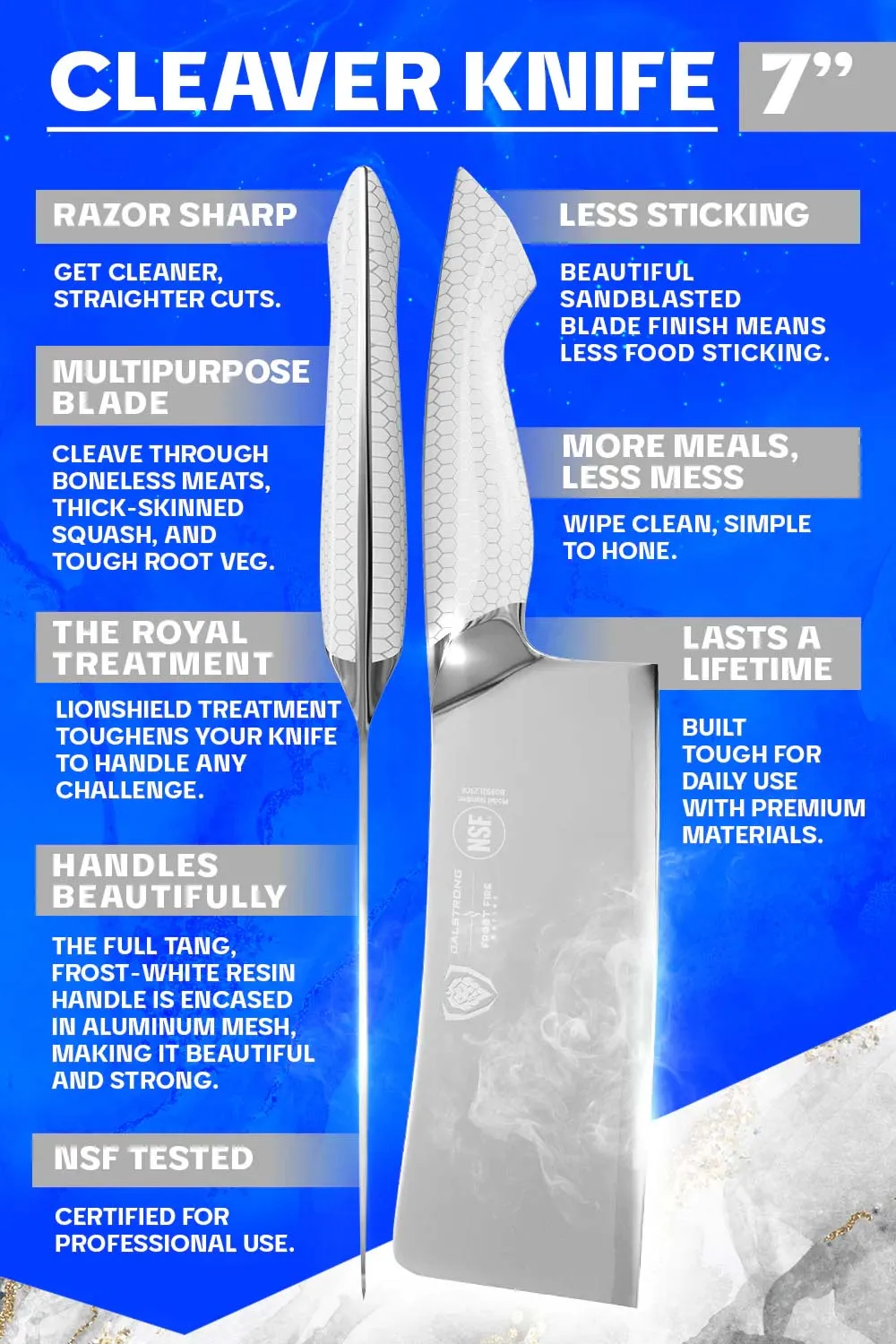 Cleaver Knife 7" |  Frost Fire Series | NSF Certified | Dalstrong ©