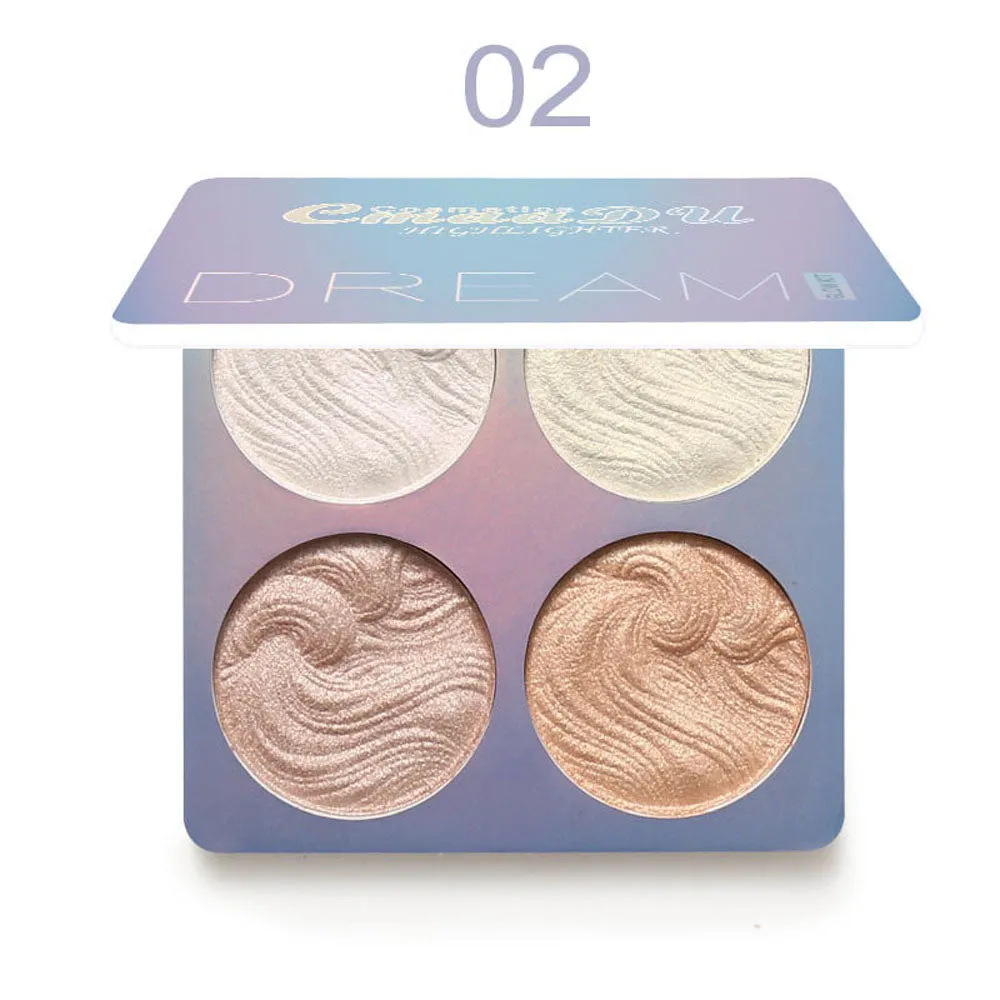 CmaaDu Shimmer Highlighter Powder Palette,Shimmer Bronzer Powder Highlight and Highlighter Palette Makeup,Illuminator Powder Highlighter Shimmer Palette Baked Waterproof Long Lasting Brilliant Lighten Skin 02