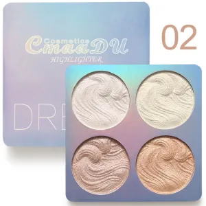 CmaaDu Shimmer Highlighter Powder Palette,Shimmer Bronzer Powder Highlight and Highlighter Palette Makeup,Illuminator Powder Highlighter Shimmer Palette Baked Waterproof Long Lasting Brilliant Lighten Skin 02