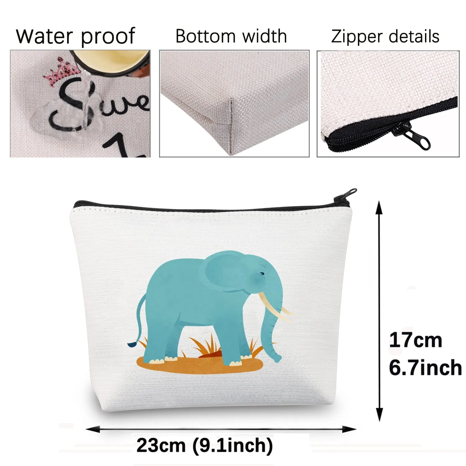 CMNIM Elephant Gifts Makeup Bag Elephant Good Luck Gifts for Elephant Lovers Cosmetic Bag Zipper Travel Organizer Bag (Elephant Makeup Bag)