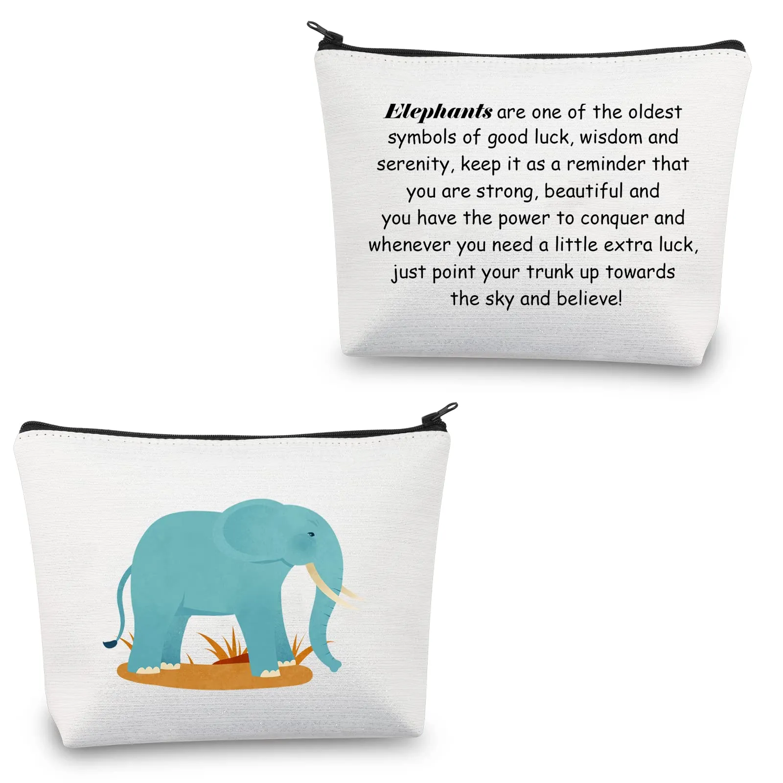 CMNIM Elephant Gifts Makeup Bag Elephant Good Luck Gifts for Elephant Lovers Cosmetic Bag Zipper Travel Organizer Bag (Elephant Makeup Bag)