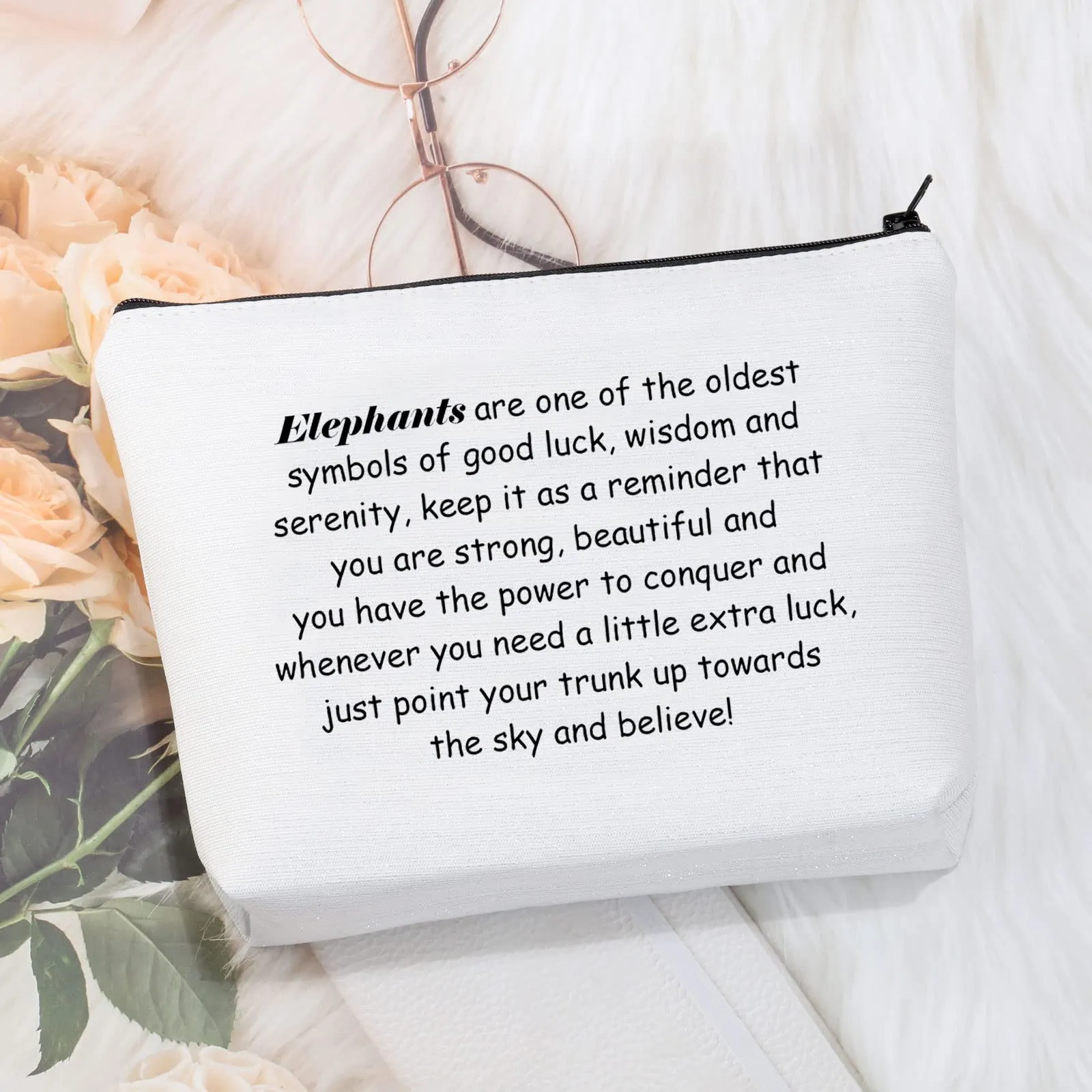 CMNIM Elephant Gifts Makeup Bag Elephant Good Luck Gifts for Elephant Lovers Cosmetic Bag Zipper Travel Organizer Bag (Elephant Makeup Bag)