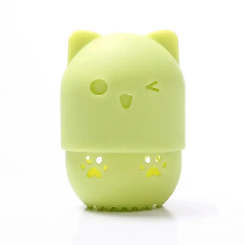 Colorful Cat  Portable Powder Puff Holder Sponge Make Up Drying Cases Soft Silicone Cosmetic Sponge Boxs Holder with Beauty Eggs