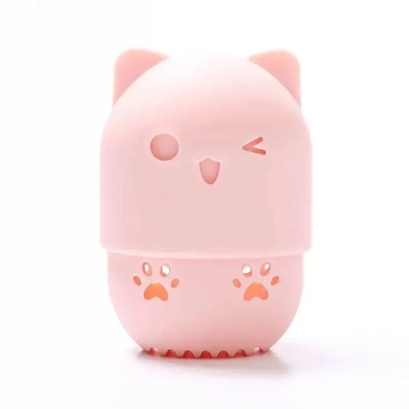 Colorful Cat  Portable Powder Puff Holder Sponge Make Up Drying Cases Soft Silicone Cosmetic Sponge Boxs Holder with Beauty Eggs