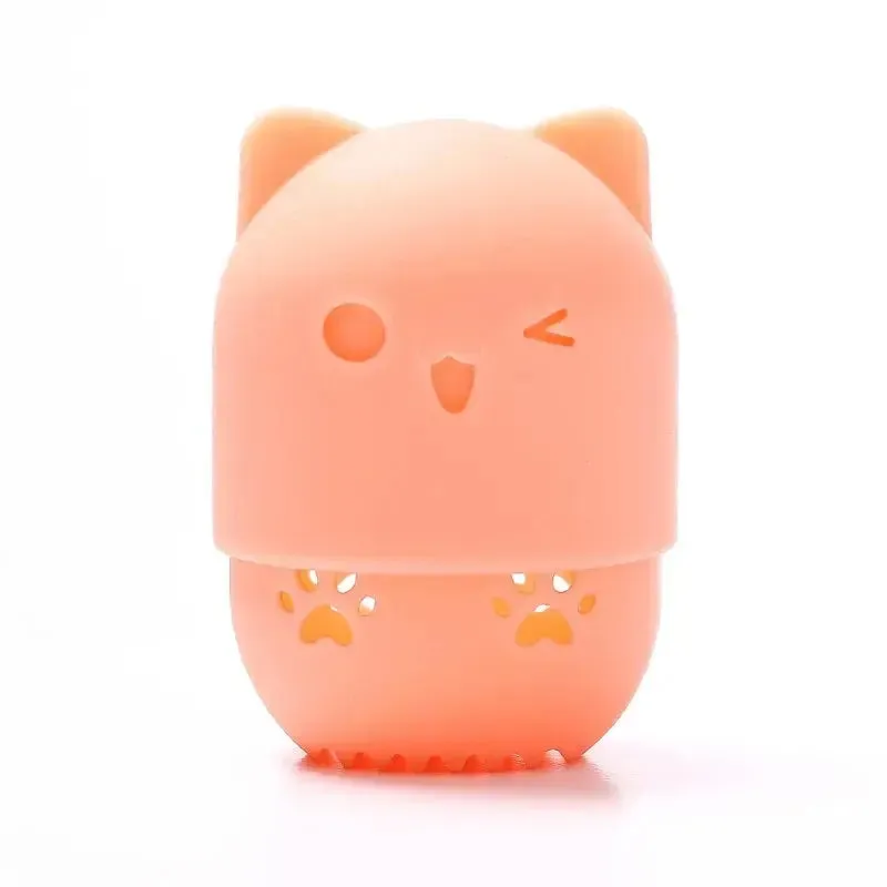 Colorful Cat  Portable Powder Puff Holder Sponge Make Up Drying Cases Soft Silicone Cosmetic Sponge Boxs Holder with Beauty Eggs