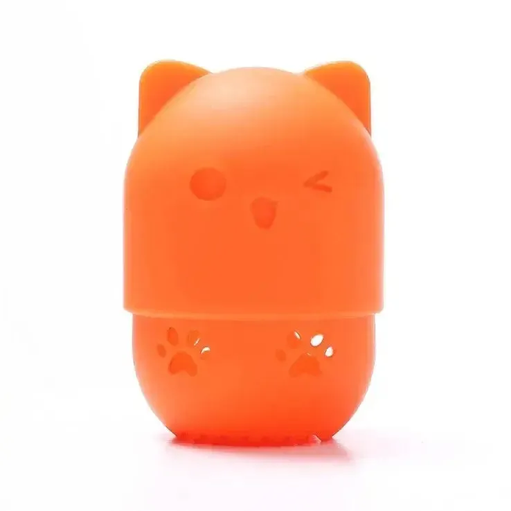 Colorful Cat  Portable Powder Puff Holder Sponge Make Up Drying Cases Soft Silicone Cosmetic Sponge Boxs Holder with Beauty Eggs