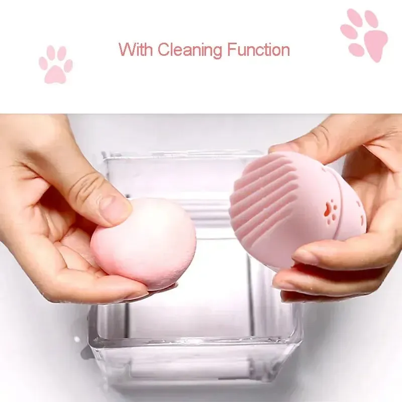 Colorful Cat  Portable Powder Puff Holder Sponge Make Up Drying Cases Soft Silicone Cosmetic Sponge Boxs Holder with Beauty Eggs