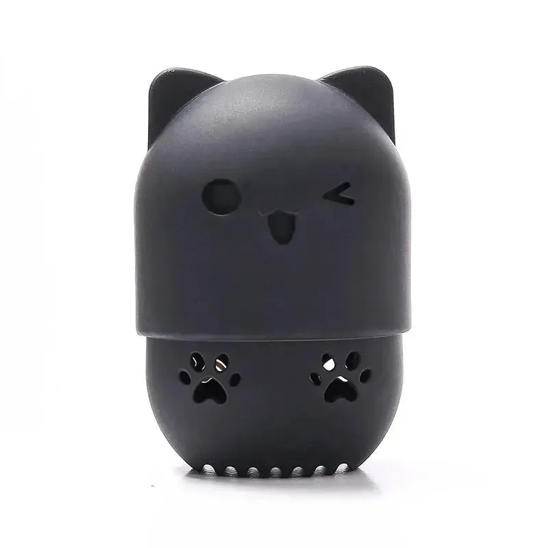 Colorful Cat  Portable Powder Puff Holder Sponge Make Up Drying Cases Soft Silicone Cosmetic Sponge Boxs Holder with Beauty Eggs
