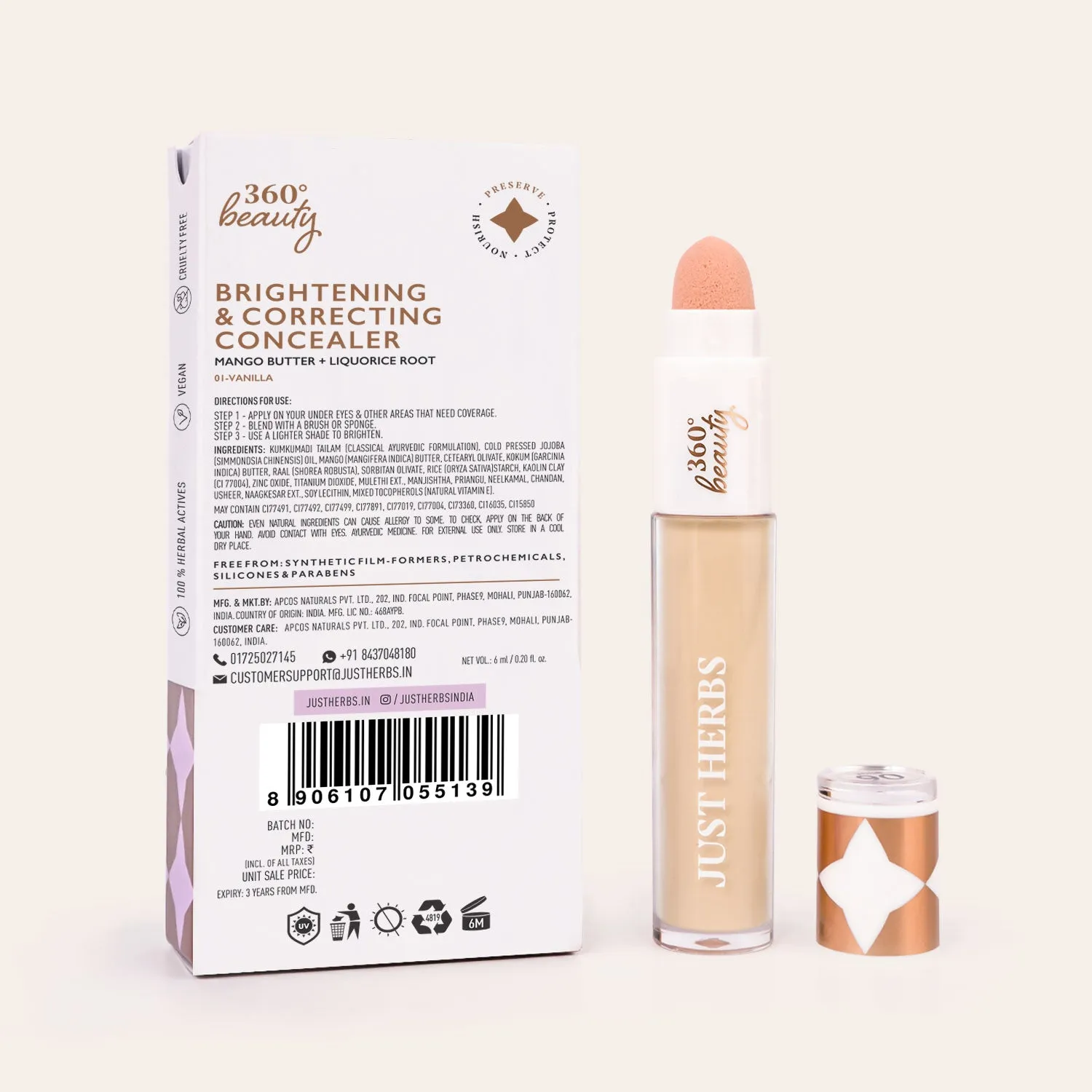 Concealer Brightening & Correcting - Mango Butter and Liquorice Root - Just Herbs