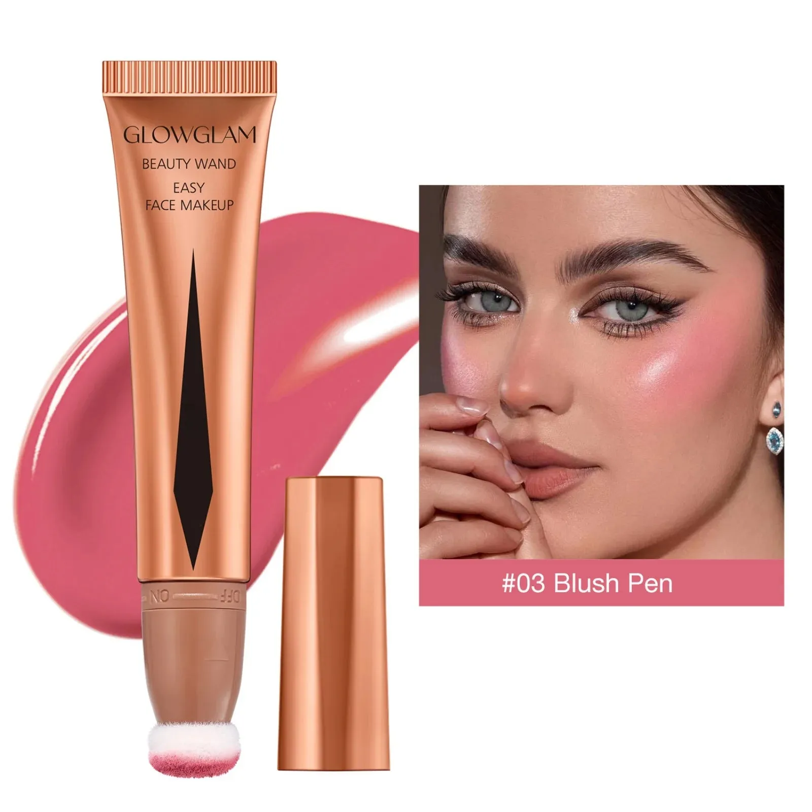 Cream Bronzer Contour Blusher Beauty Wand: Highlighter Blush with Cushion Liquid, Face Bronzer Wand Stick Applicator Makeup.