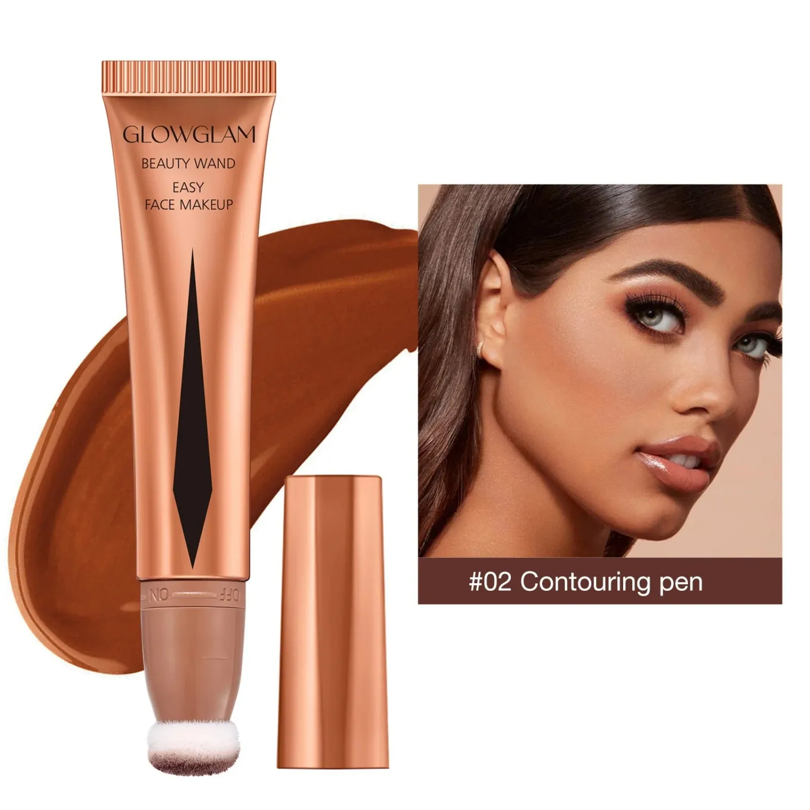 Cream Bronzer Contour Blusher Beauty Wand: Highlighter Blush with Cushion Liquid, Face Bronzer Wand Stick Applicator Makeup.