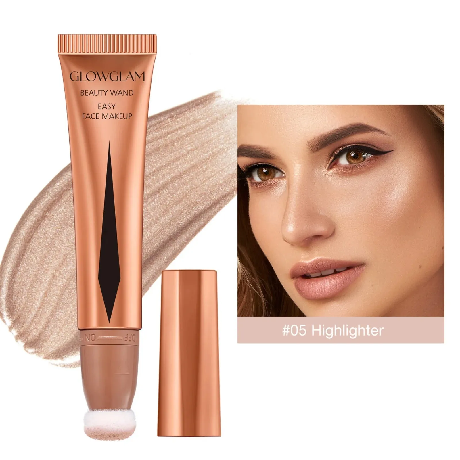 Cream Bronzer Contour Blusher Beauty Wand: Highlighter Blush with Cushion Liquid, Face Bronzer Wand Stick Applicator Makeup.