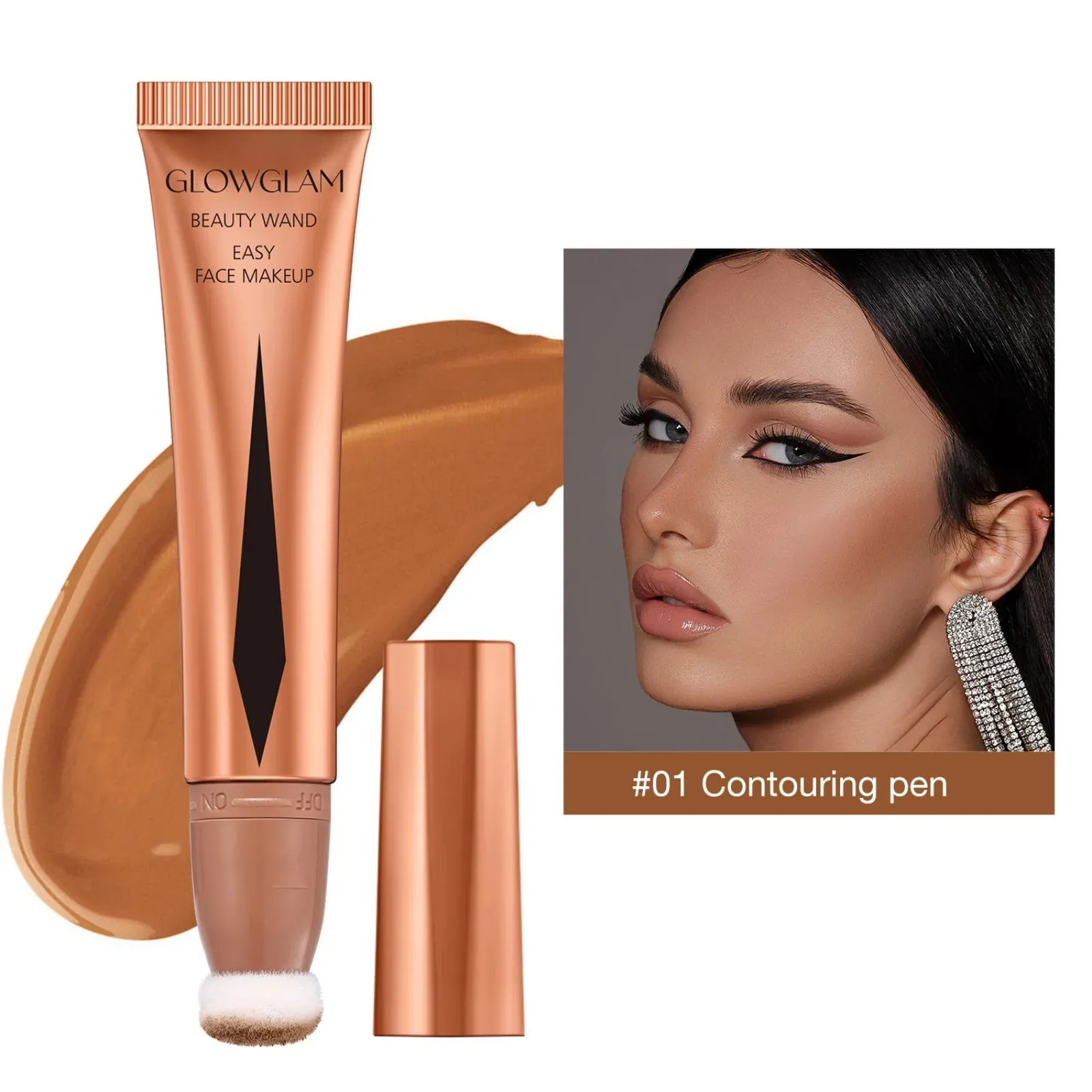 Cream Bronzer Contour Blusher Beauty Wand: Highlighter Blush with Cushion Liquid, Face Bronzer Wand Stick Applicator Makeup.