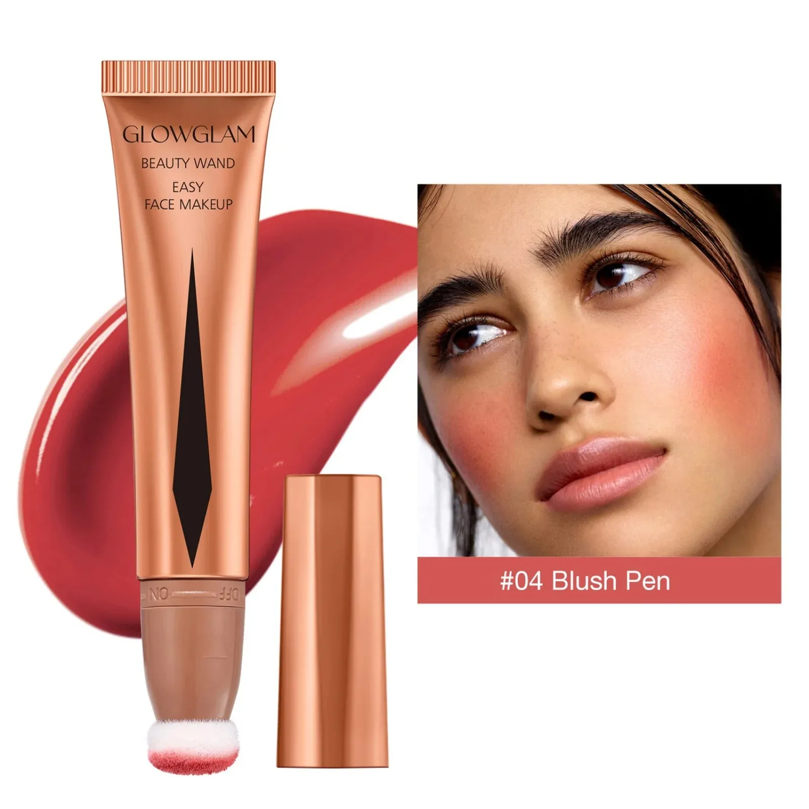 Cream Bronzer Contour Blusher Beauty Wand: Highlighter Blush with Cushion Liquid, Face Bronzer Wand Stick Applicator Makeup.