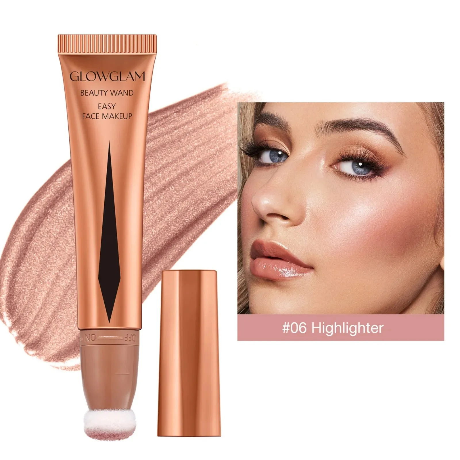 Cream Bronzer Contour Blusher Beauty Wand: Highlighter Blush with Cushion Liquid, Face Bronzer Wand Stick Applicator Makeup.