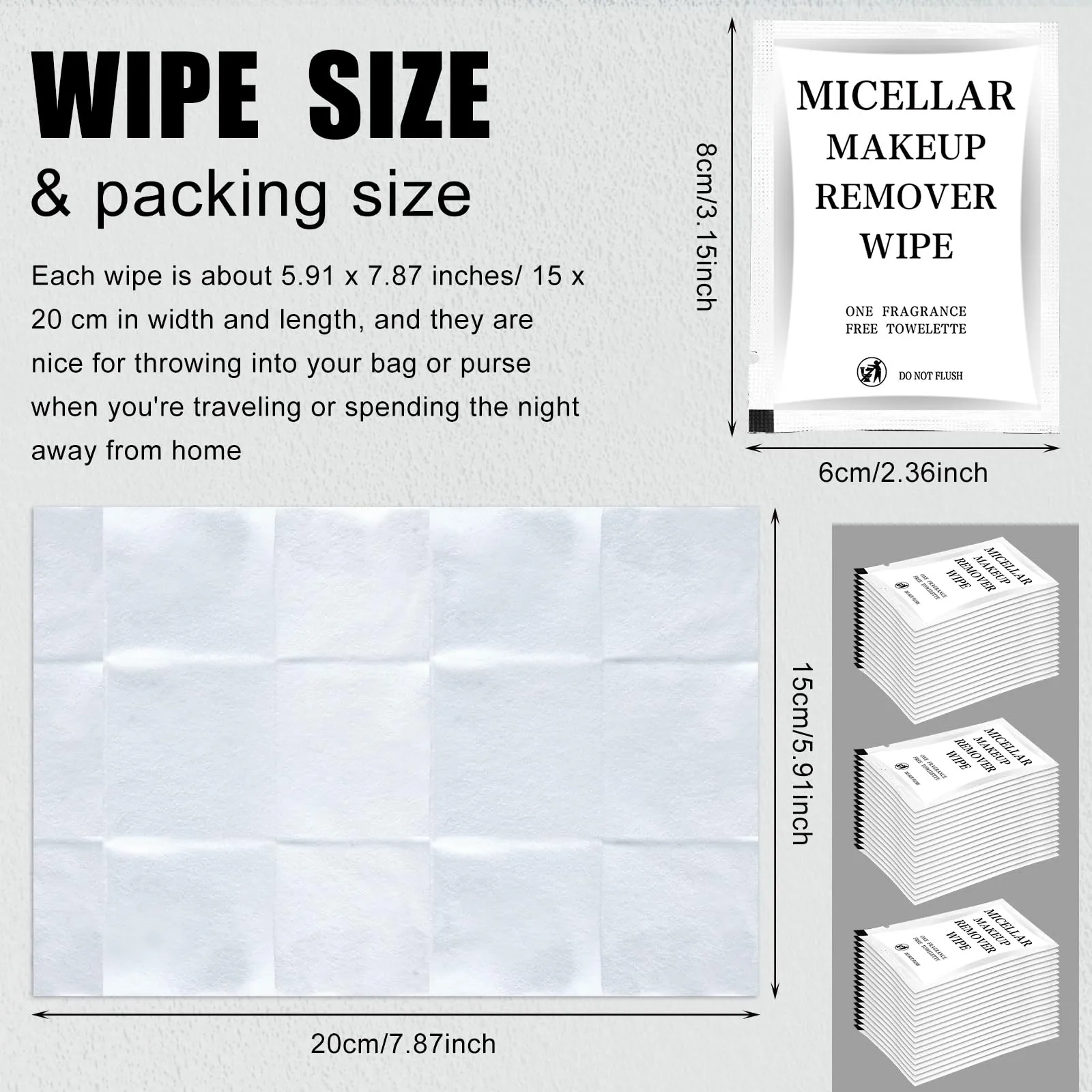 Ctosree 150 pcs Makeup Remover Wipes Bulk Individually Wrapped Makeup Wipes Single Makeup Remover Cloth Facial Cleansing Pads for Mascara Lipstick Oil Dirt Face Skin Travel Hotel(White)