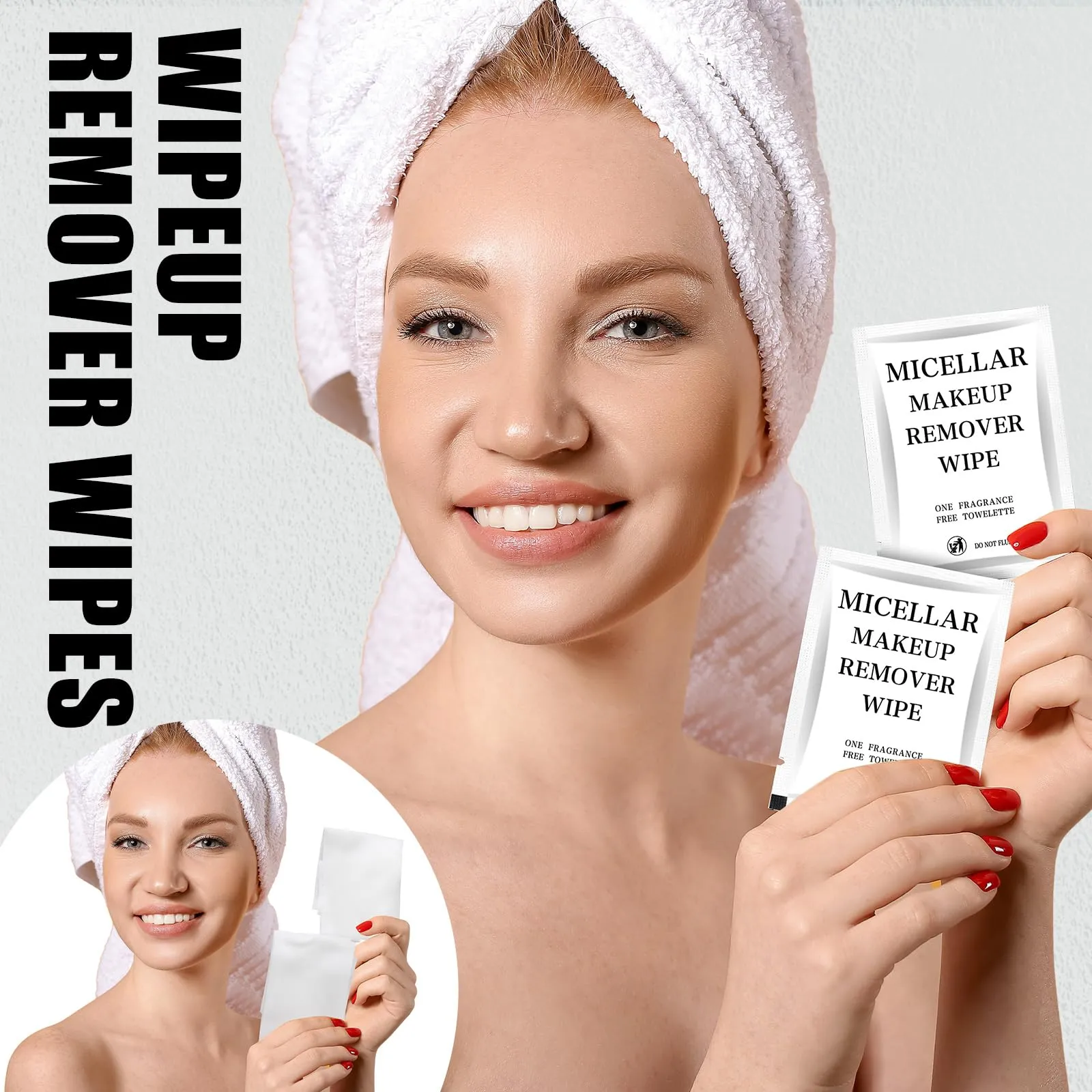 Ctosree 150 pcs Makeup Remover Wipes Bulk Individually Wrapped Makeup Wipes Single Makeup Remover Cloth Facial Cleansing Pads for Mascara Lipstick Oil Dirt Face Skin Travel Hotel(White)