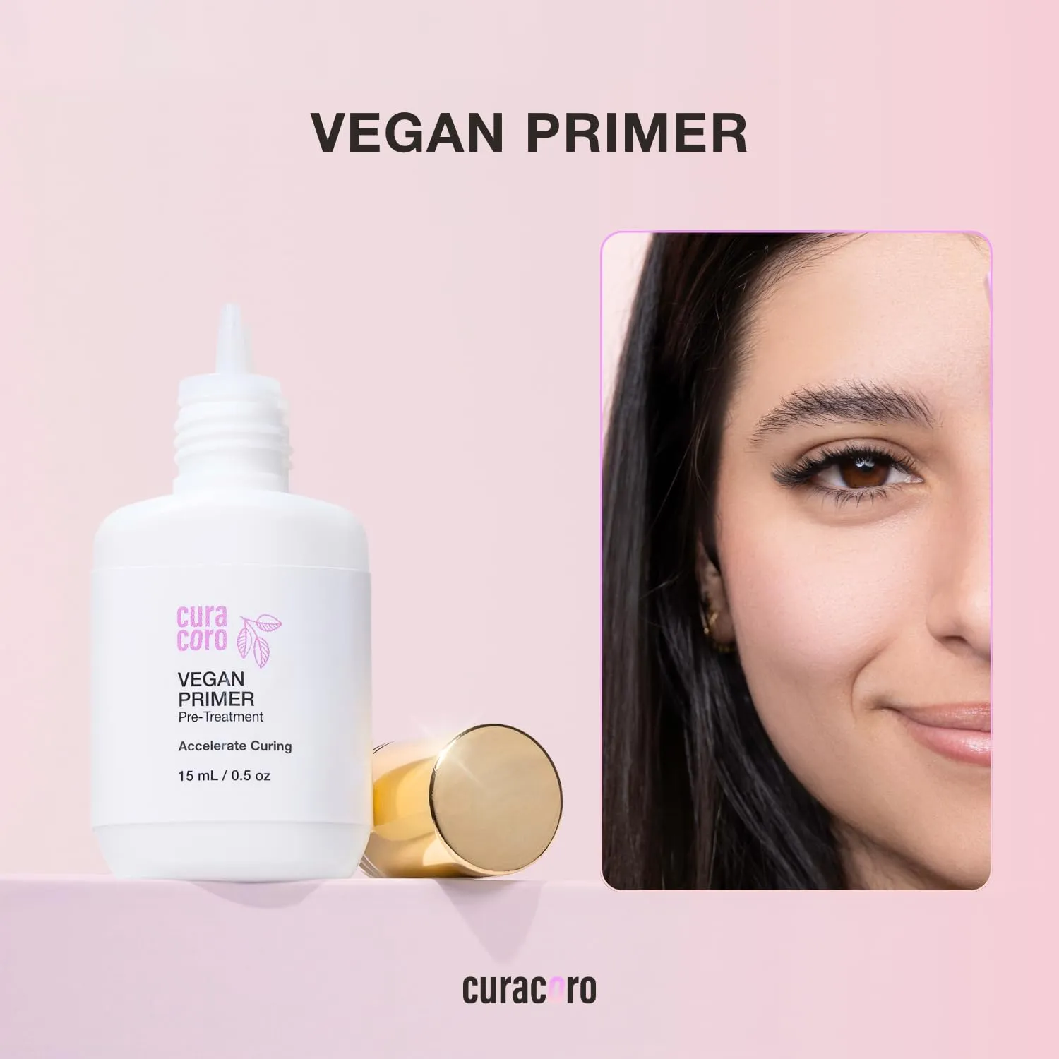 Curacoro Eyelash Extension Primer 15 ML - Increase Adhesive Bonding Power | Easily Removes Proteins and Oils/Oil Free/Longer Extension Retention (Vegan Primer)