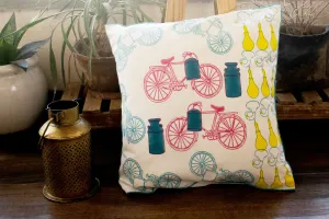Cushion Cover Handblock Print- Rhythm blue cycle