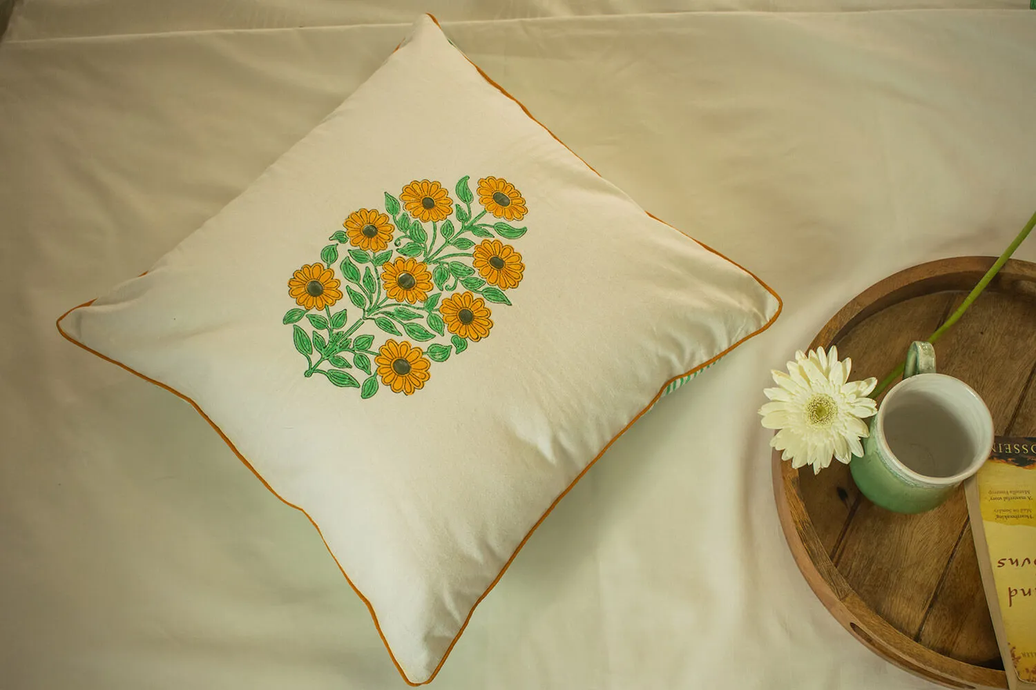 Cushion Cover Handblock Print-Surajmukhi