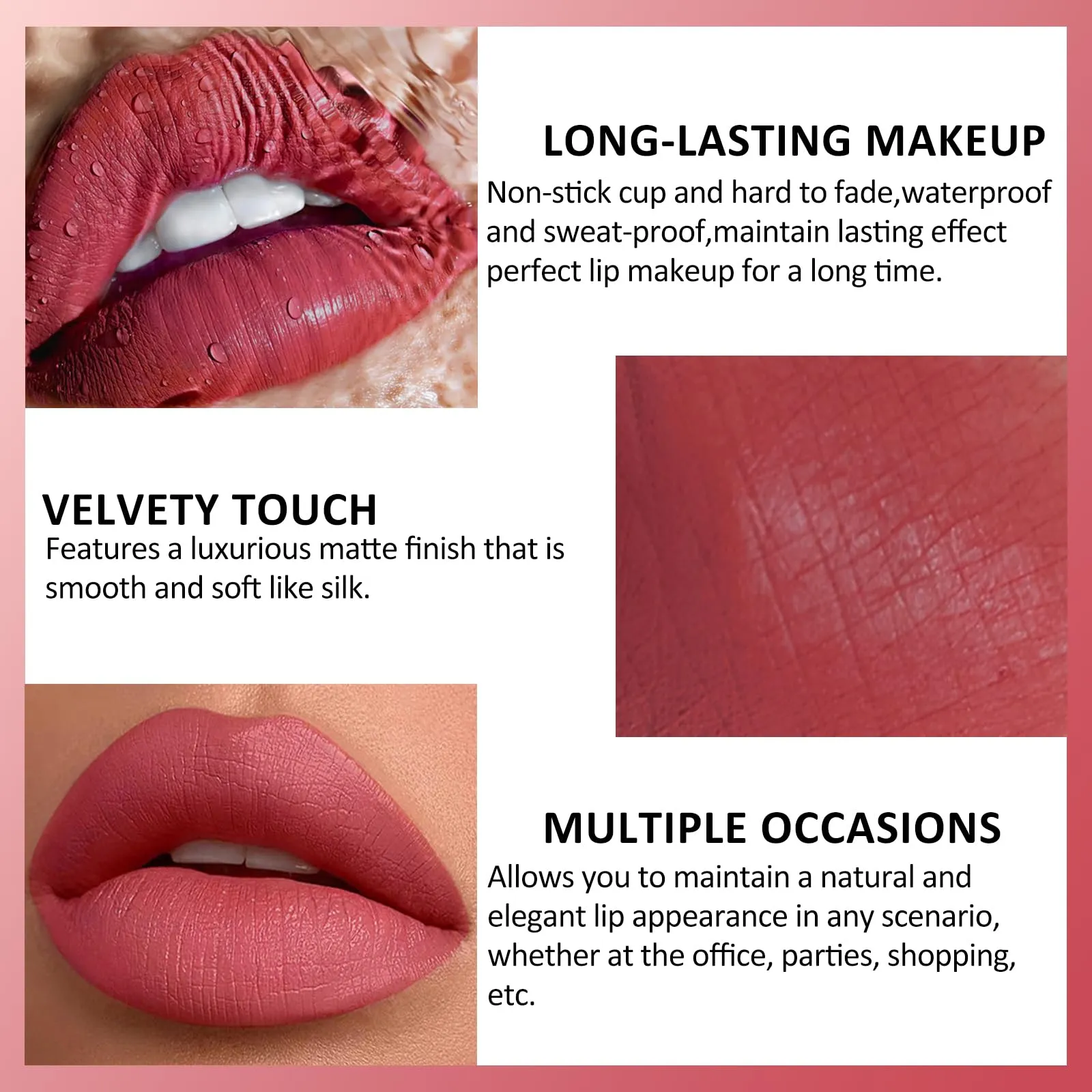 DAGEDA 2Pcs Lip Liner and Lipstick Set, Matte Lipstick Waterproof Lipstick Non-Stick Cup Velvety Nude, Lip Liner Pencil with Moisturizing Lipstick for Women, Long Lasting Lip Makeup Set (P01)