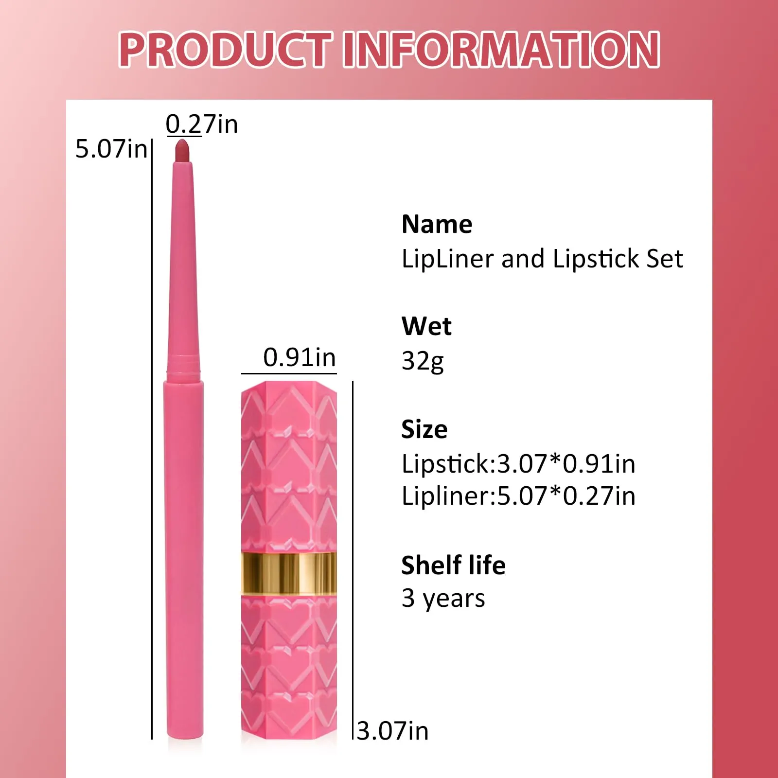 DAGEDA 2Pcs Lip Liner and Lipstick Set, Matte Lipstick Waterproof Lipstick Non-Stick Cup Velvety Nude, Lip Liner Pencil with Moisturizing Lipstick for Women, Long Lasting Lip Makeup Set (P01)