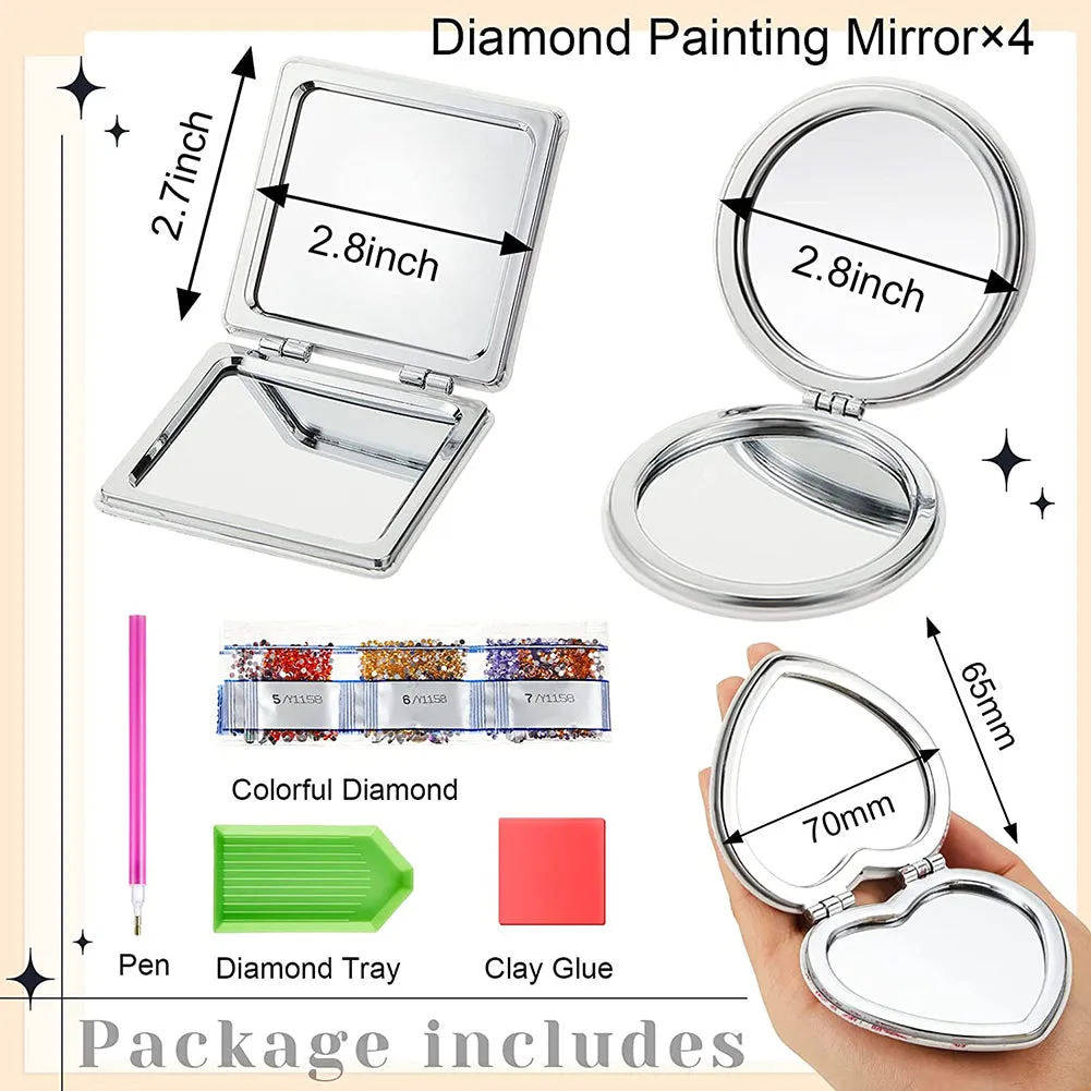 DIY Diamond Art Mosaic Makeup Mirror Art Craft Set Mandala Pattern Pocket Mirror
