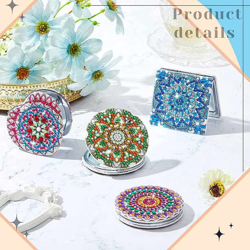 DIY Diamond Art Mosaic Makeup Mirror Art Craft Set Mandala Pattern Pocket Mirror